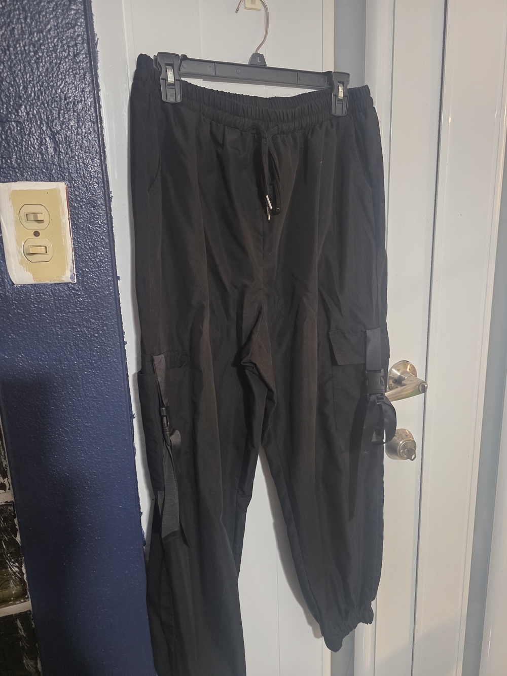 SHEIN Black Utility Cargo Joggers with Drawstring